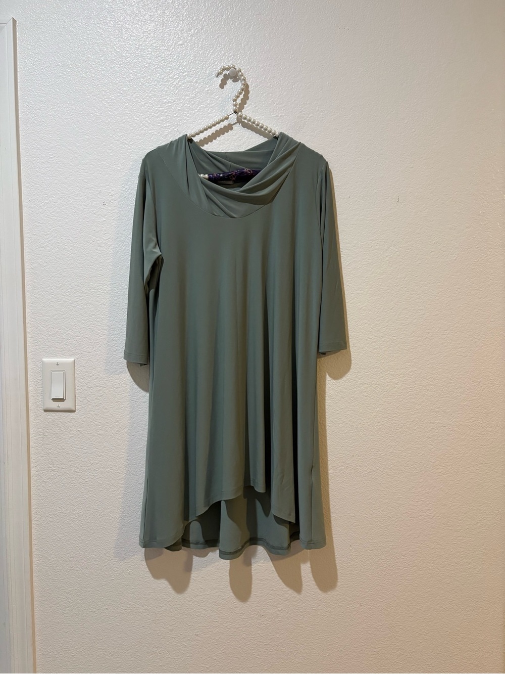 Sympli Small Sage Green Draped Cowl Neck Tunic